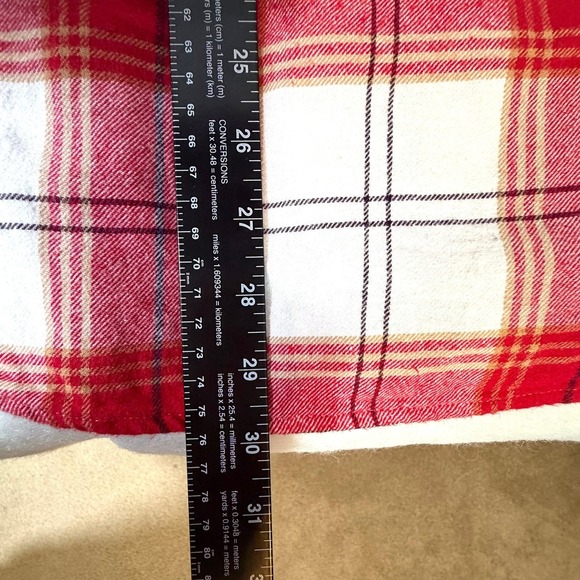 Gap Womens Red White Plaid Flannel Button Down Shirt Large 100% Cotton Long Slv - Picture 9 of 13